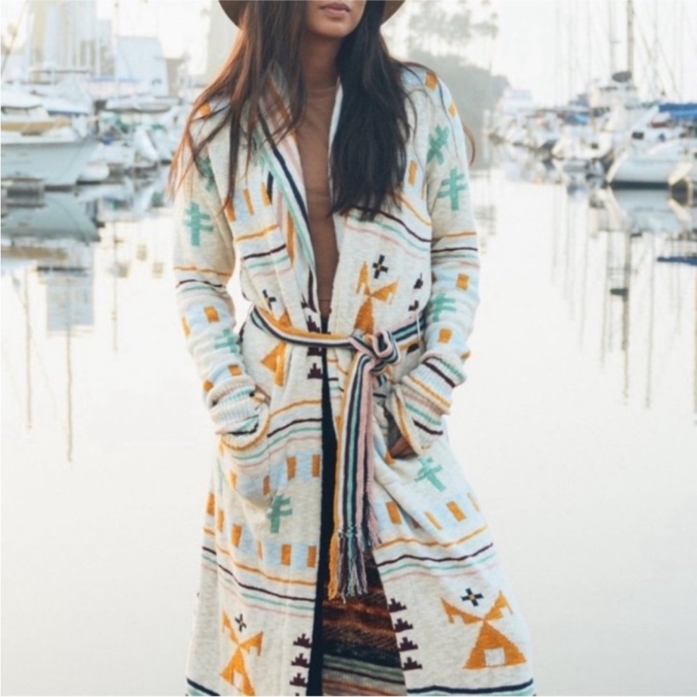 Faherty × B. Yellowtail Paloma Duster cardigan western boho native desert size M